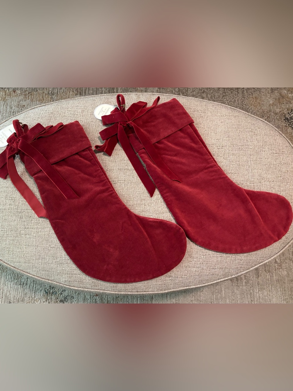NWT Threshold with Studio McGee - Christmas Red Velvet Stocking Set